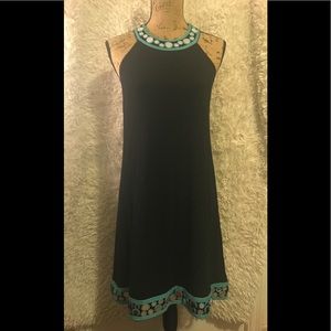 Black and teal dress with sequins